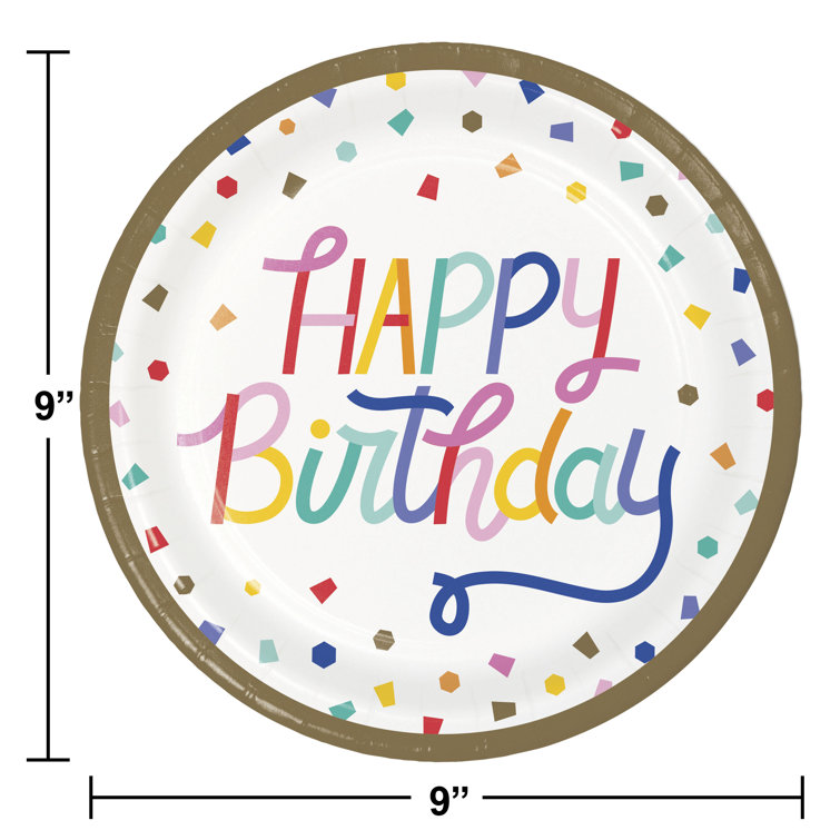 Creative Converting Birthday Confetti Happy Birthday Paper Plates, 24